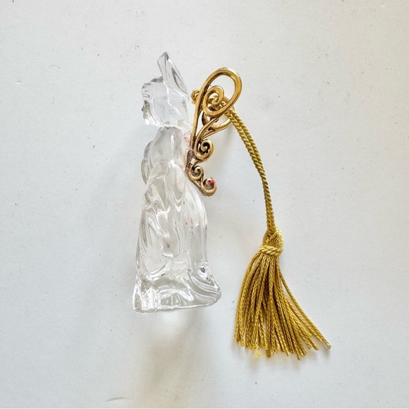 Gorham Crystal Antique Gold Angel Christmas Ornament With Box - Picture 5 of 6